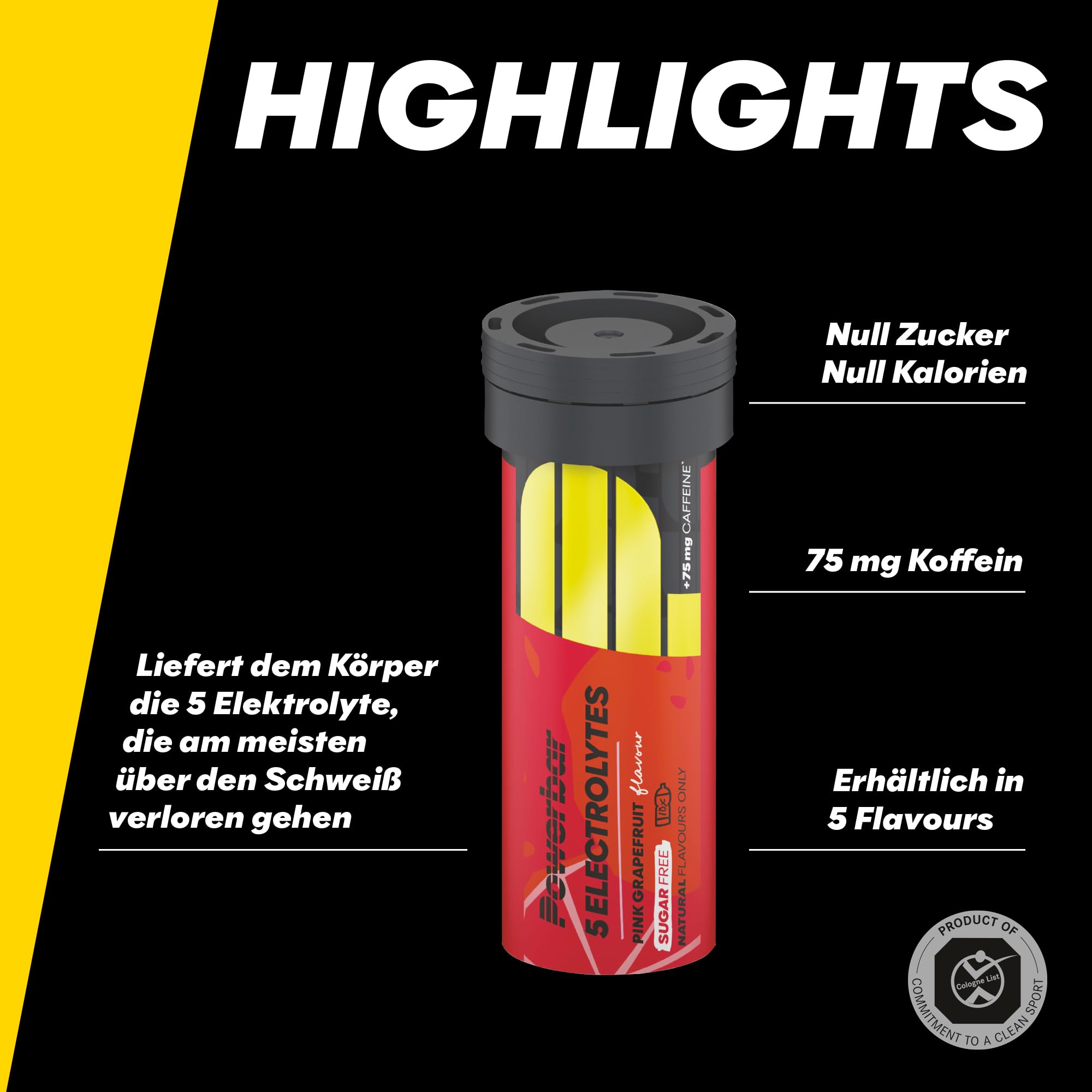 Powerbar - 5 Electrolytes - Pink Grapefruit - Brausetabletten mit 5 Elektrolyten - 10 Stück (12er Pack) - 75mg Koffein
