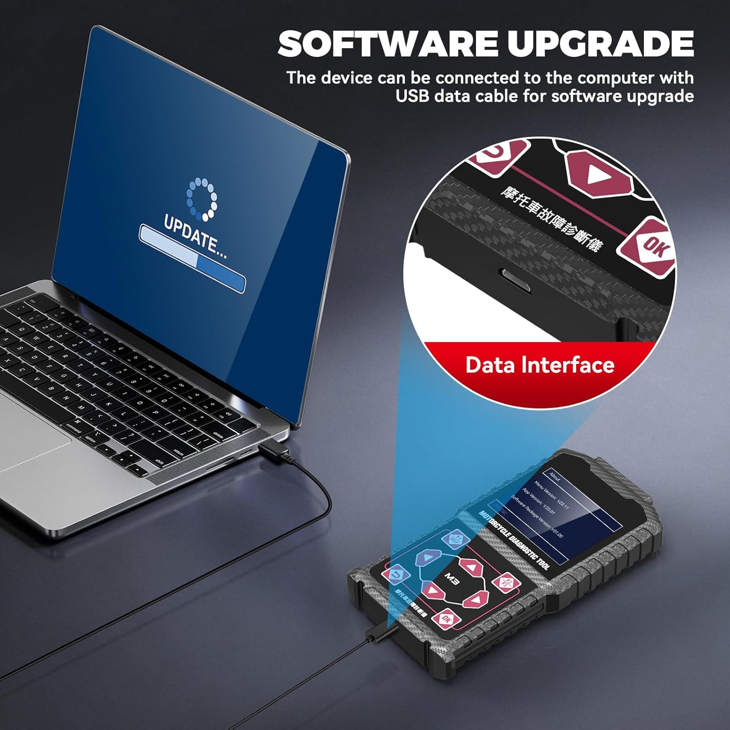 MR CARTOOL Motorcycle Diagnostic Tool OBD2 Motorcycle Fault Code Readers Scan Tool Motorcycle Code Reader Scaner Compatible with Yamaha 2/3/4P, Kawasaki 4-6P, Honda 4P, OBDII（Not Applicable to Bike）