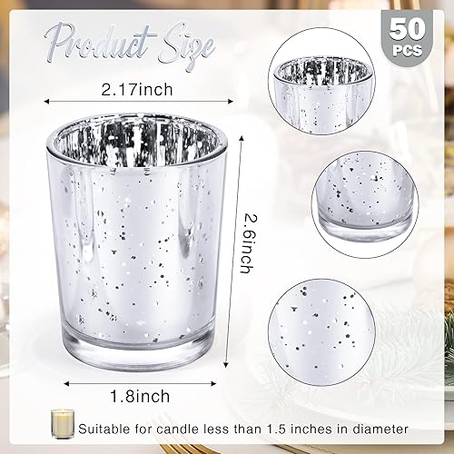 Miniatura 2 de 50 portavelas votivas a granel de vidrio de mercurio votivo portavelas candelita candelita centro de mesa de boda para mesa, hogar, cumpleaños,