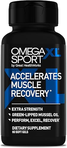 OmegaXL Suplemento deportivo extra fuerte de recuperación muscular y suplemento de apoyo respiratorio, mejora DOMS y ROM, aceite de mejillón de