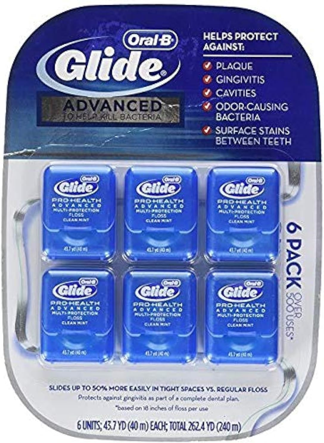 Oral-B Glide Pro-Health Advanced Floss, 43.7 yards (Pack of 6)