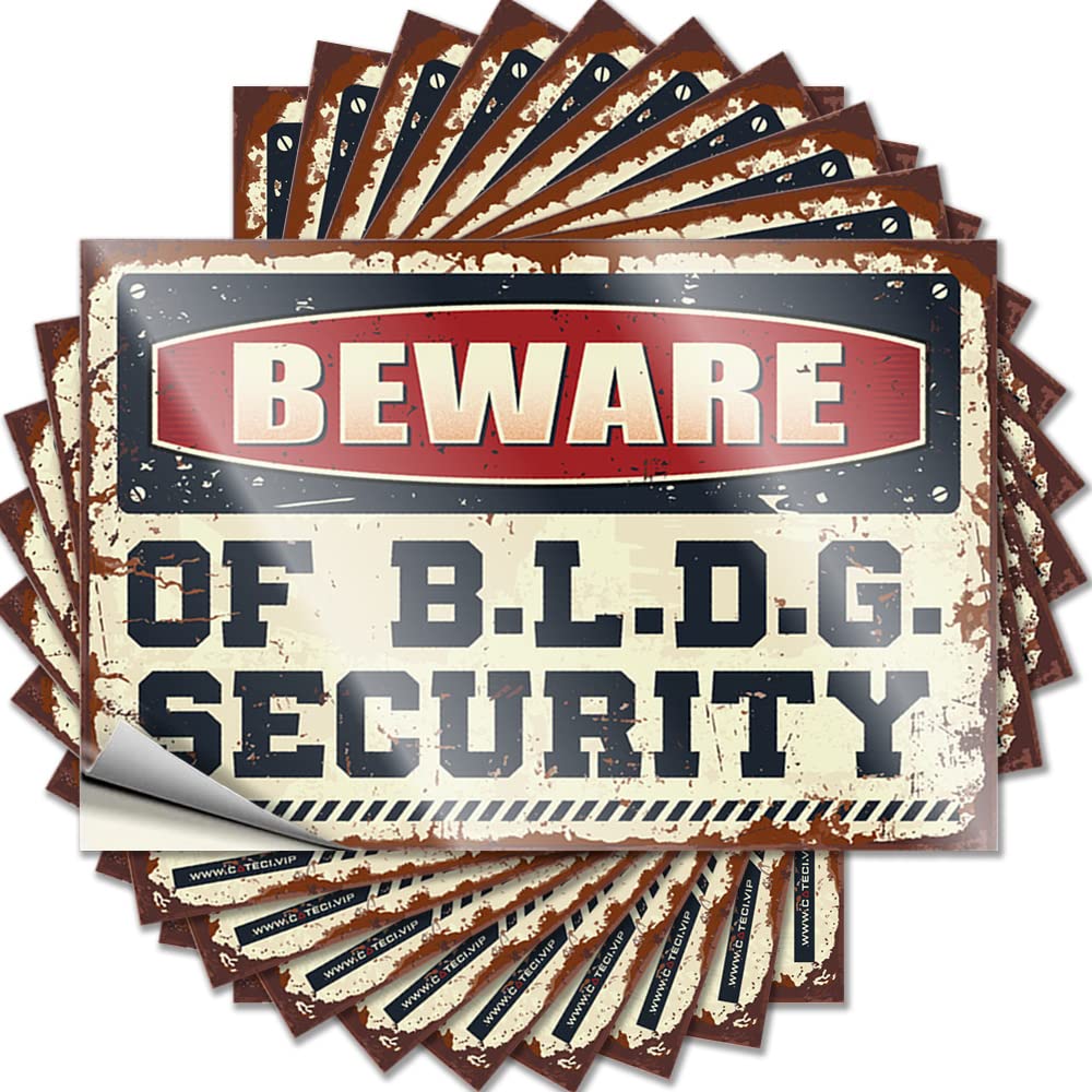 Car Stickers Beware of B.L.D.G. Security Funny Sticker 10 Pcs Car Accessories Prank Stickers(6X9CM)