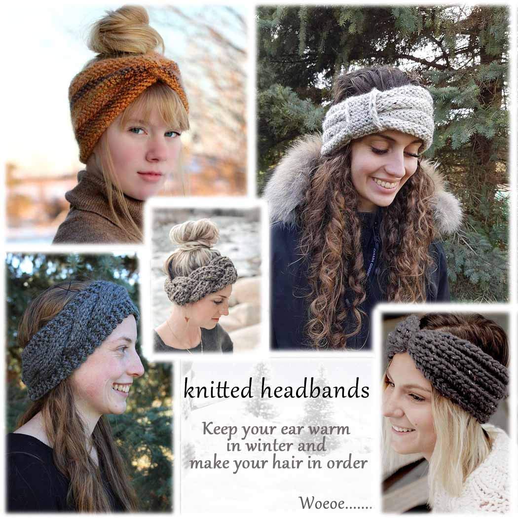 Woeoe Warm Winter Headbands Knitted Turban Head Wraps Wide Crochet Stretchy Ear Warmer Soft Stretch Head Scarfts for Women and Girls : Clothing, Shoes & Jewelry