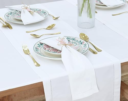 Miniatura 3 de PurpleEssences Juego de 12 servilletas de tela de vainica, 100% algodón, suaves, duraderas, lavables, ideales para bodas, primavera y verano,