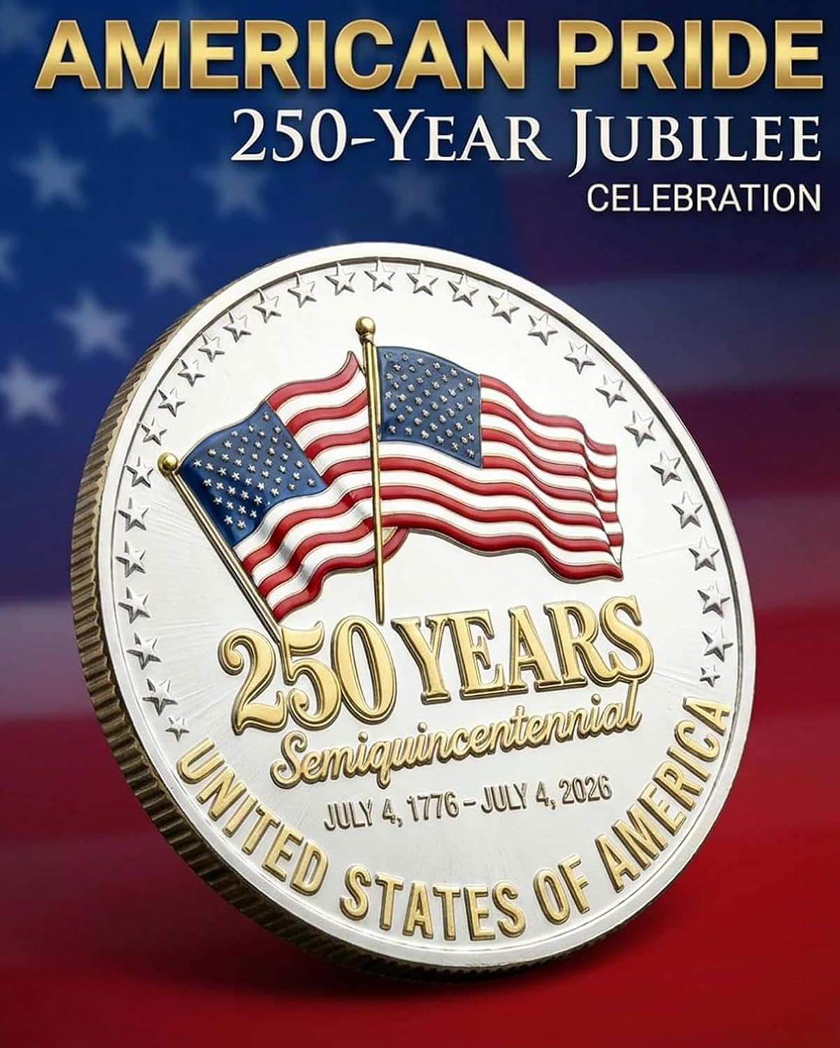 America 250th Anniversary Challenge Coin 1776-2026, USA Semiquincentennial Commemorative Medallion, Liberty Bell & Eagle Design, Patriotic Collectible Gift for Veterans & History Enthusiasts (20 Pcs)