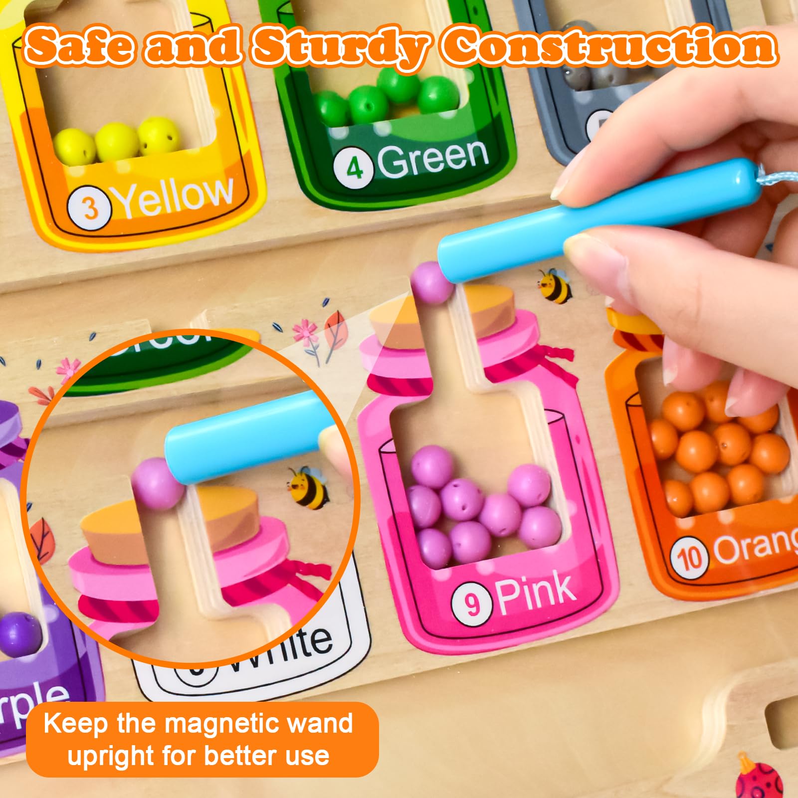 Laberinto Magnético De Madera Montessori Para Niños De 3 A 6 Años – Aprende Números Y Colores Jugando