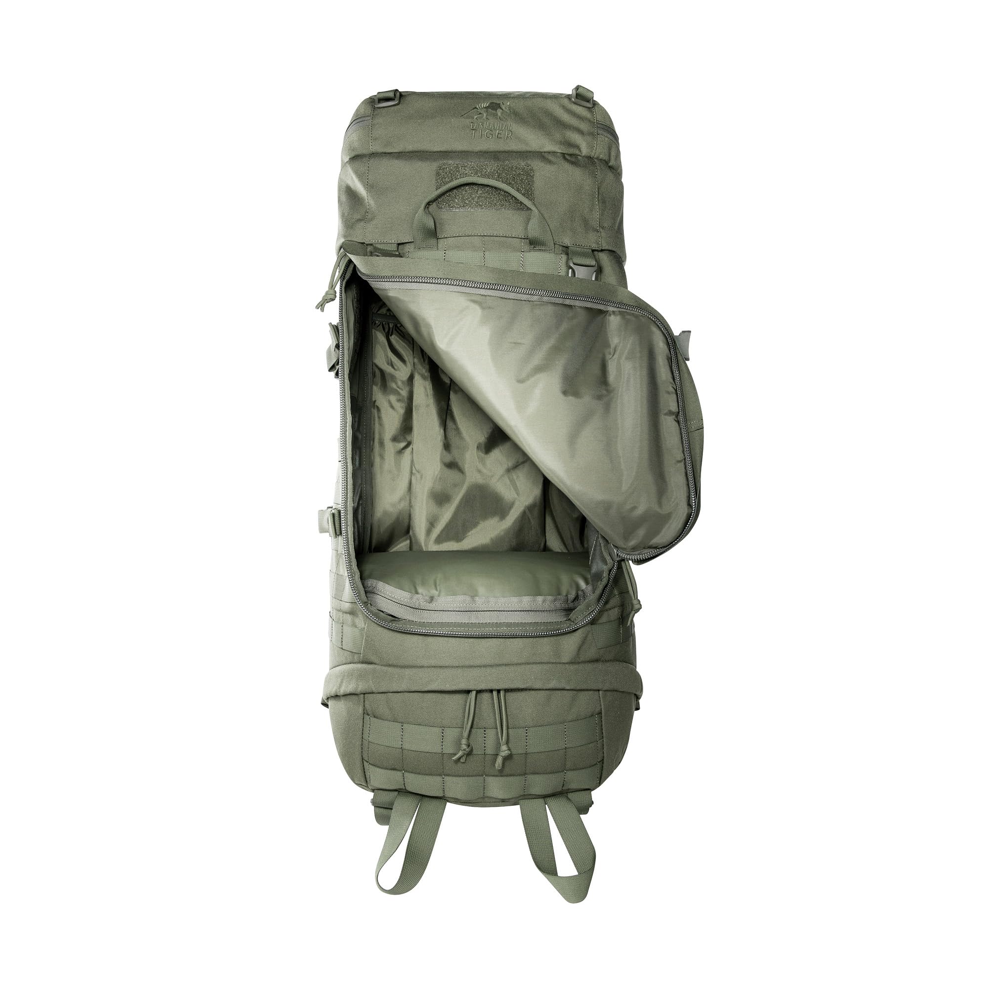 Tasmanian Tiger TT Base Pack 60 FO Modular erweiterbarer Einsatz-Rucksack 60L bis 75L Volumen mit großer Front-Öffnung; Ergonomischer Trekking-Rucksack mit Molle-System