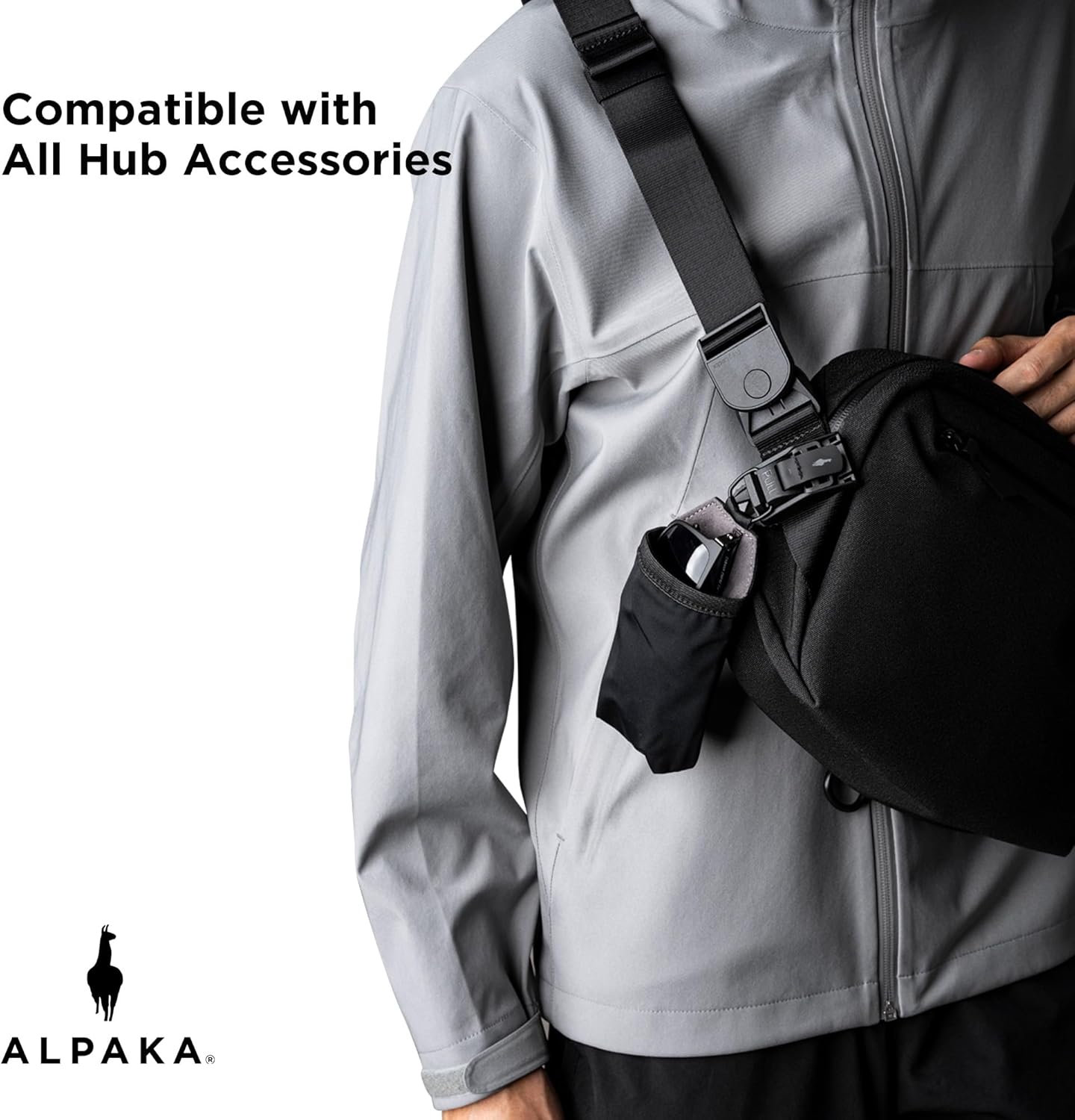 ALPAKA HUB Sunglasses Pouch - Microfibre Lined Stretch Holder with Anti Scratch Nylon 840D Weatherproof Fabric Travel Glasses Small Organizer Men & Women - HUB Clip Attaches Backpack Strap