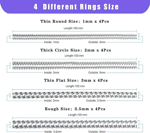 Miniatura 2 de JRONGHE Ajustador de tamaño de anillo para anillos sueltos, paquete de 16 protectores de anillo invisibles de 4 tamaños para mujeres y hombres,