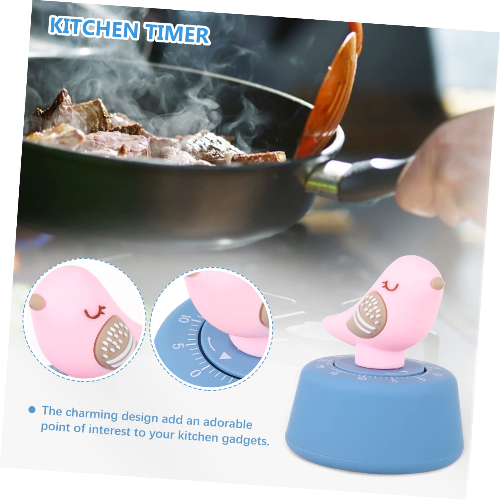 Zerodeko 2piezas Temporizador Mecánico De Cocina Forma De Pájaro Fácil De Usar para Cocinar Huevos y Repostería Diseño Compacto y Divertido para Adultos