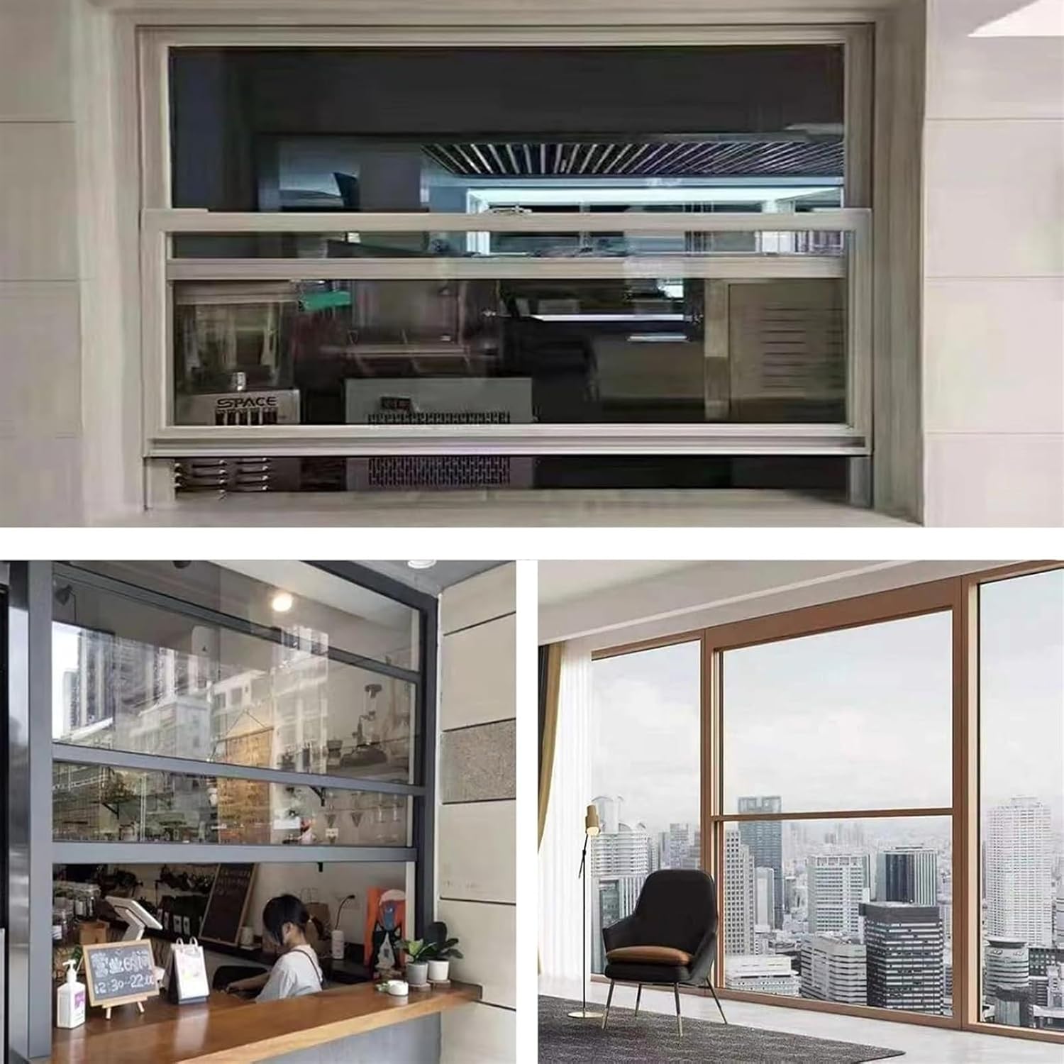 Replacement Flush Mount Aluminum Alloy Sliding Windows，Horizontal Clear Soundproof Window with Handles for Commercial and Residential(40x70cm)