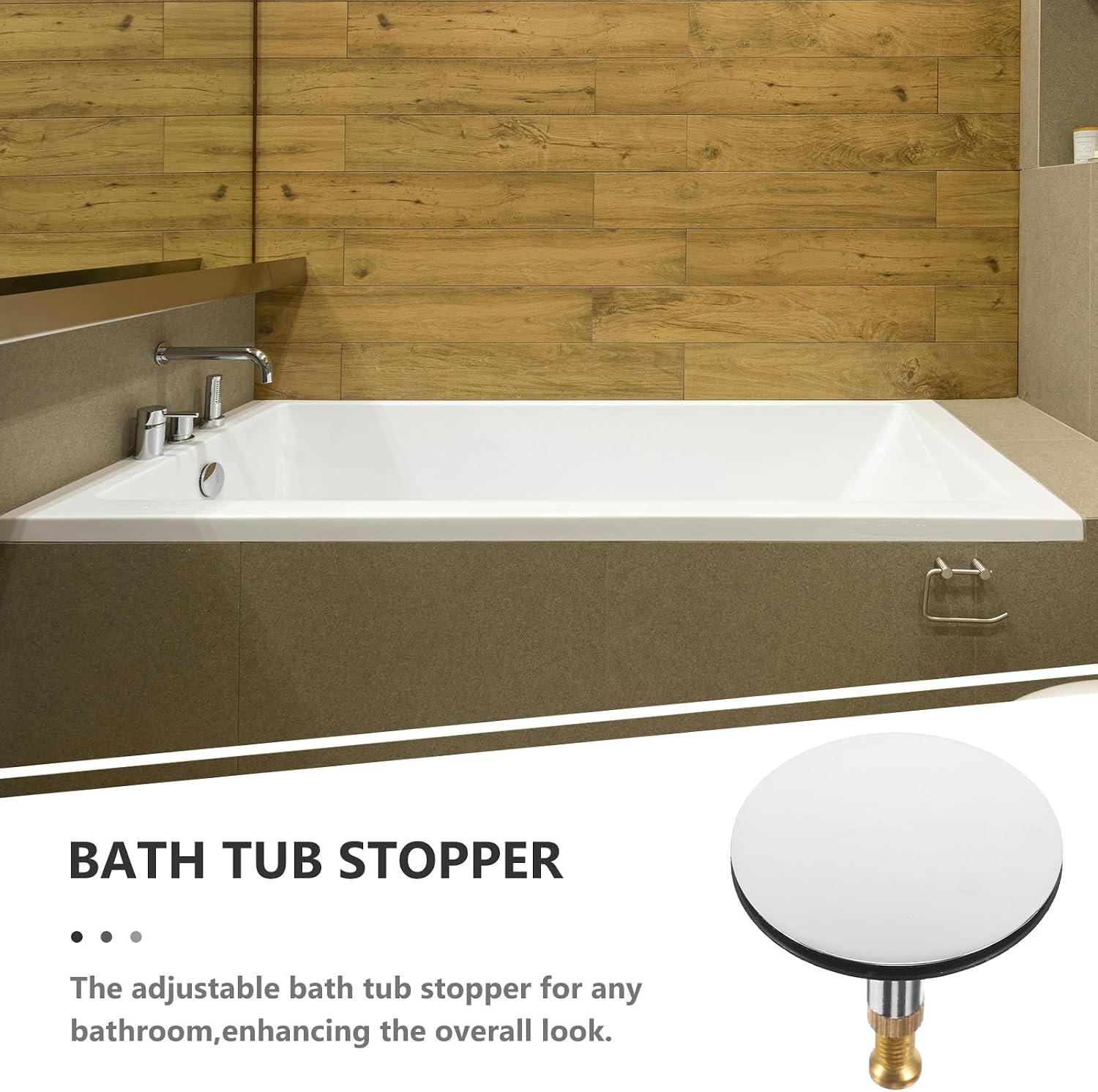 SHOWERORO Adjustable Bathtub Drain Stopper Copper Tub Water Stopper with 8mm Rod Diameter Replacement Bath Tub Drain Block for Bathroom Use
