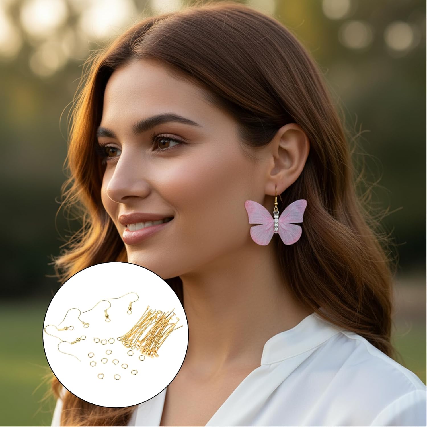 Skrfren 800Pcs Gold Earring Hooks for Jewelry Making Supplies Earring Findings Supplies with Earrings Hooks, Backs, Pins and Jump Rings - Image 6