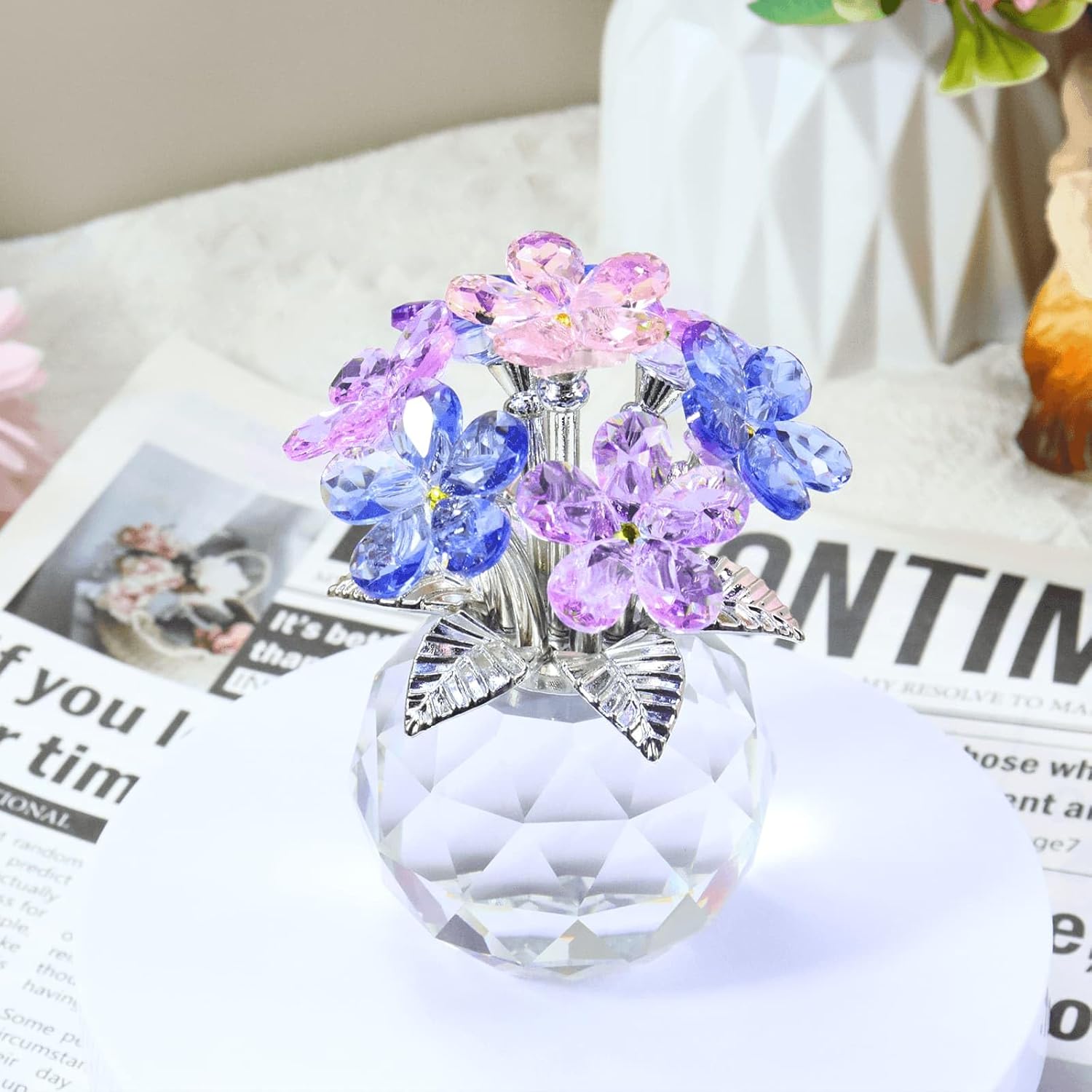 Crystal Forget Me Not Flower - Handmade Glass Figurine, Meaningful Gift for Women, Mom, Wife, Sister, Christmas - Elegant Tabletop Decor for Home, Office, Wedding Centerpiece, Gift - Image 3