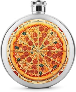 A Full Pizza 5 Oz Flask Hip Flask for Men Women Whiskey Flasks Funny Flasks