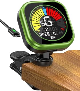 New bee Stimmgerät Gitarre LCD Farbdisplay Guitar Tuner Präzise Gitarrenstimmgerät Clip zum Anklipsen Stimmgerät für Gitarre, Bass, Violine, Ukulele, Chromatisch (Grün)