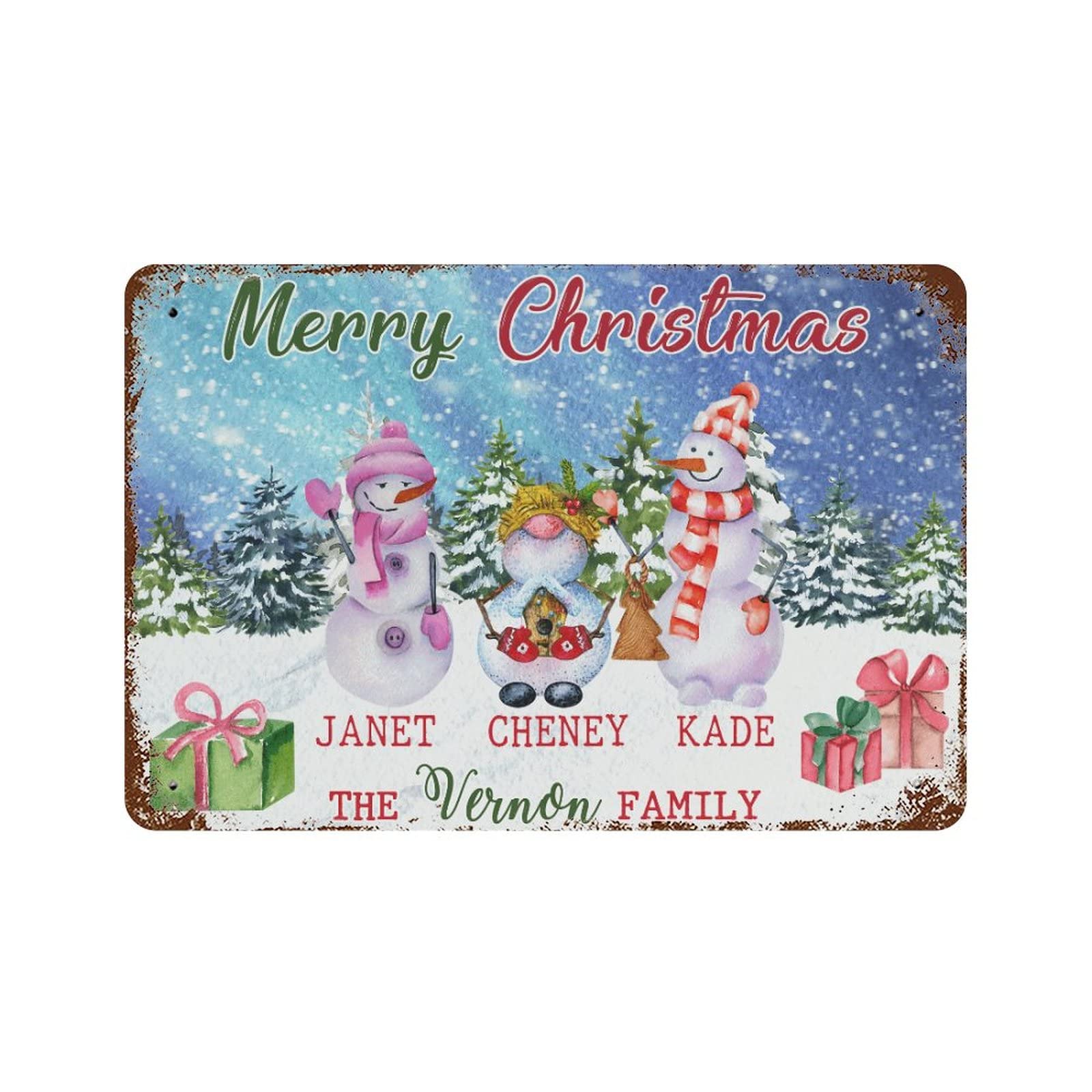 Plaque en métal personnalisée de Noël Family pour un coin café convivial