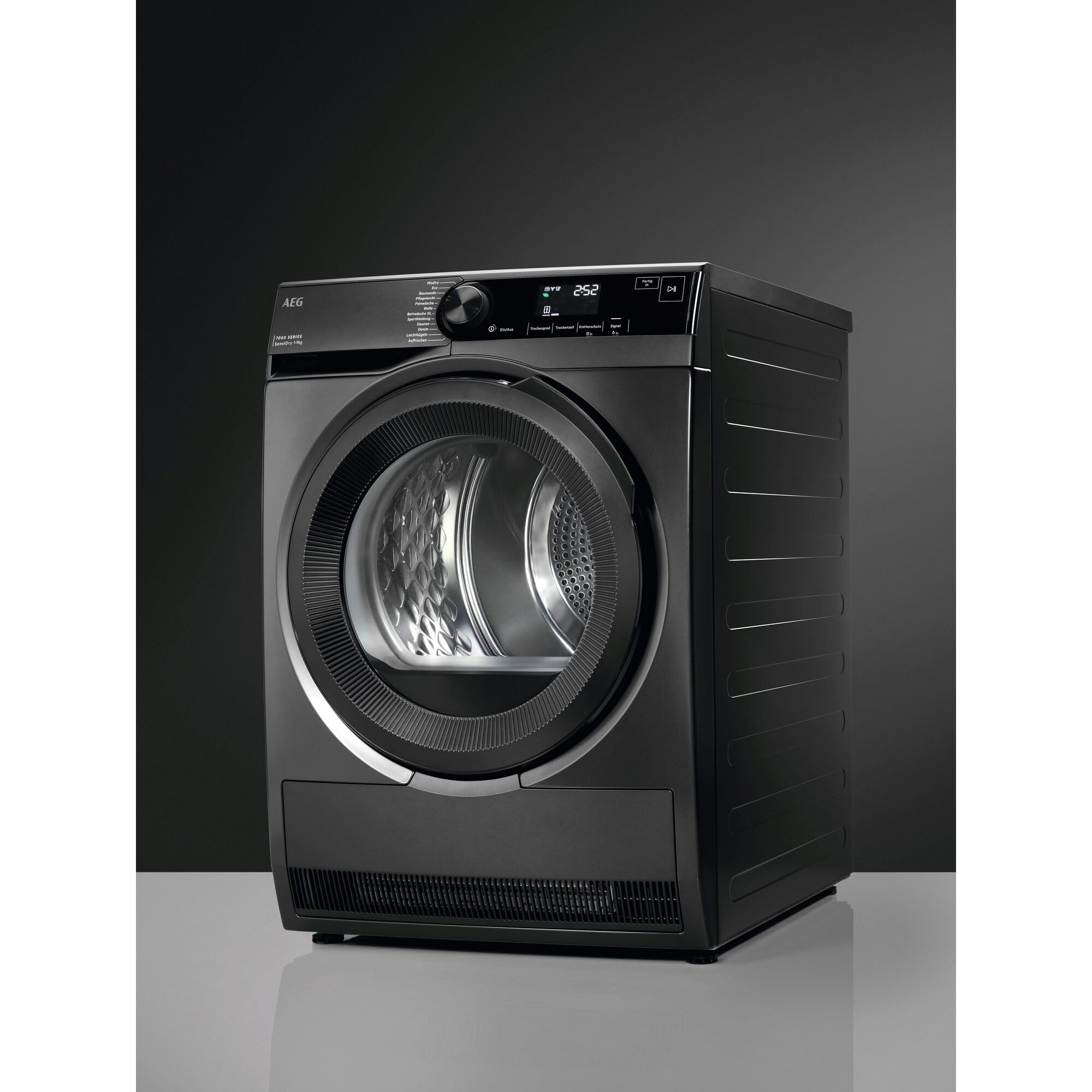 AEG Wärmepumpentrockner 9 kg, Serie 7000 SensiDry - Schonendes & Energiesparendes Trocknen, C, Mengenautomatik, Schontrommel, Weniger Bügelaufwand, Knitterschutz, Dunkelsilber, TR7TS75690