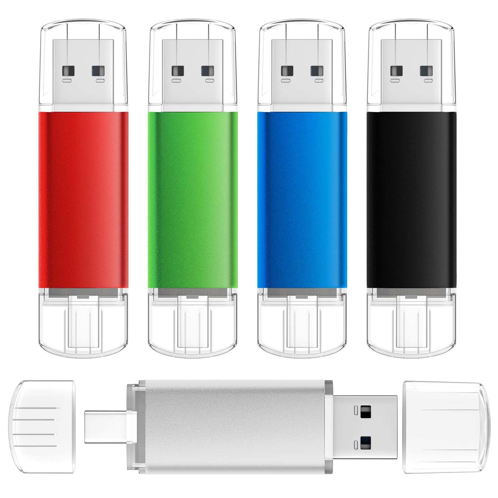 AreTop Chiavetta USB C da 16 GB, USB 2.0, doppia unità flash da 16 GB, 2 in 1, portatile, di tipo C, per smartphone Android, computer, MacBook, tablet, PC, confezione da 5