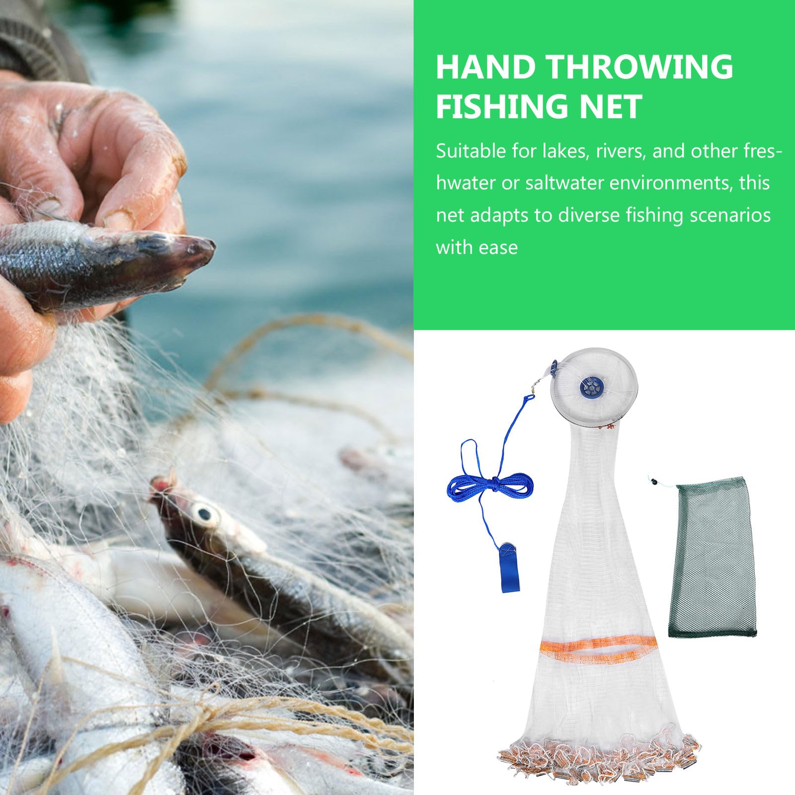 Toyvian Retino da Lancio Piccolo in Lega di Alluminio con Pesi in Acciaio Retino da Pesca per Esche in Acqua Naturale e Salata Trappola per Gamberetti a Mano con Rete Monofilamento Alta
