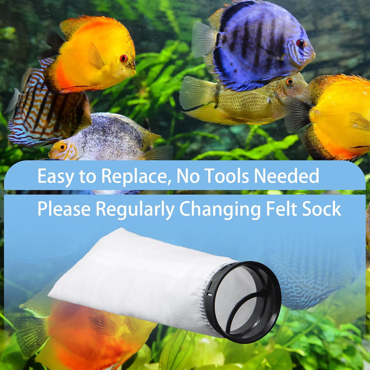 6 Pack 2.75 Inch 225 Micron Filter Sock Fits Waterbox Aquarium Models, Fits Eshopps Aquarium Models, Fits Fiji Cube Aquariums, Also Fits all 2.75" Filter Sock Holders