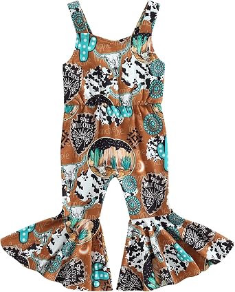 Sejardin Toddler Baby Girl Clothes Bell Bottoms Jumpsuit Sleeveless Suspenders Romper Infant Girl Summer Outfit