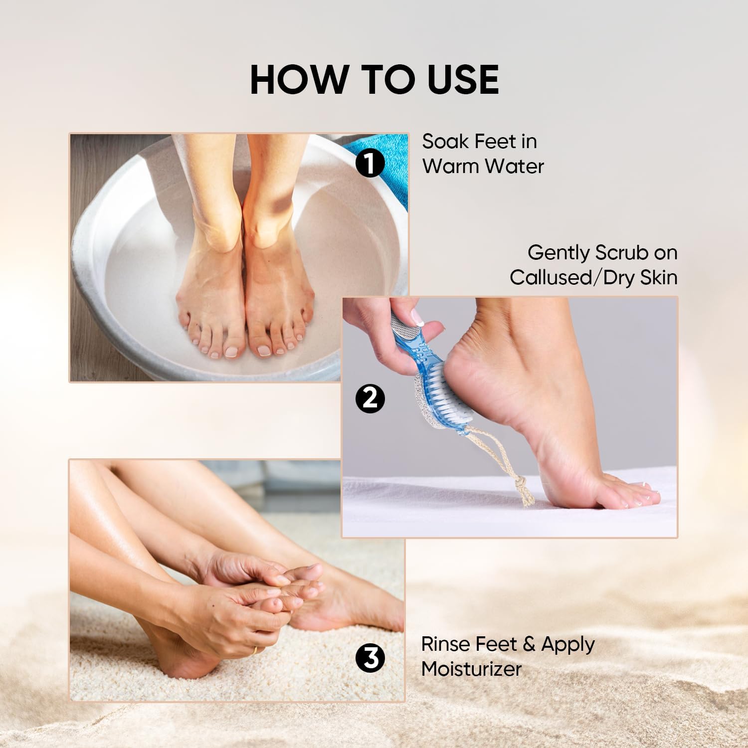 4 in 1 Feet Pedicure Tools with Foot Scrubber, Pumice Stone, Foot Rasp and Black Emery for Home Foot Care, Soft Care | Foot File Callus Remover - Multi Purpose Pedicure & Manicure Tool 4
