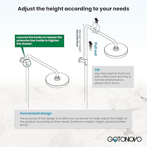 Miniatura 6 de gotonovo Soporte de pared de bronce aceitado de 8 pulgadas, cabezal de ducha redondo de triple función, sistema de ducha de tubo expuesto, mezclador