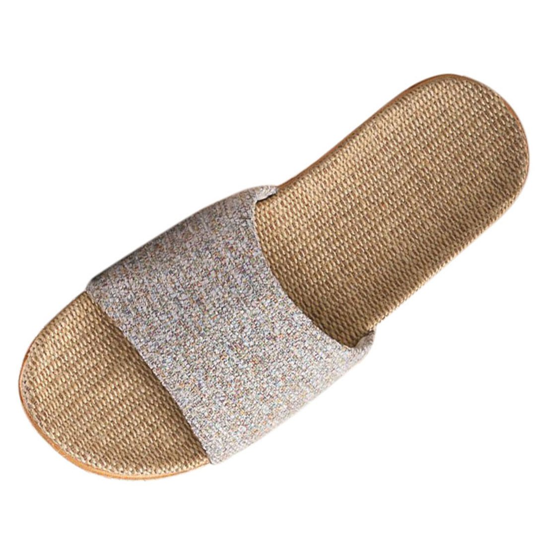 XINGYUEFlax Tatami Slippers No Slip Indoor Slippers Open Toe, Gray, Asian 38(US 7)