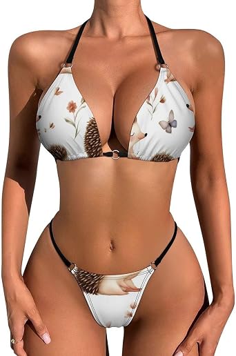 Womens 2 Piece Bikini Sets Tummy Control Bathing Suit Sexy Tie Bikini Top Bottom