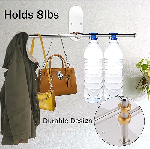 Miniatura 4 de Percha de ropa de acero inoxidable, organizador de almacenamiento para colgar ropa, ahorro de espacio, organizador de perchero de montaje en pared,
