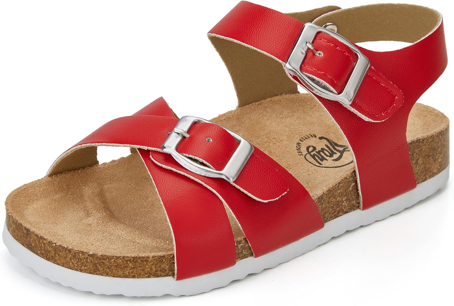 Trary Girls Sandals Open Toe Casual Summer Shoes with Cork Footbed Comfortable Flat Sandals for Little Kids