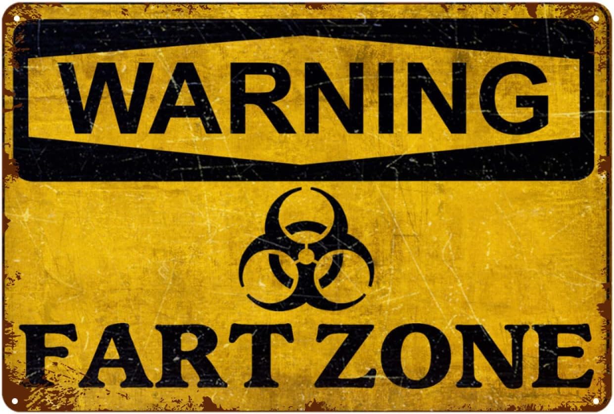 peiyeety Metal Tin Sign Warning Fart Zone Vintage Retro Wall Art, Durable Weatherproof Plaque With Pre-Drilled Holes, For Home, Bar, Cafe, Garage Decor, 8x12 Inch