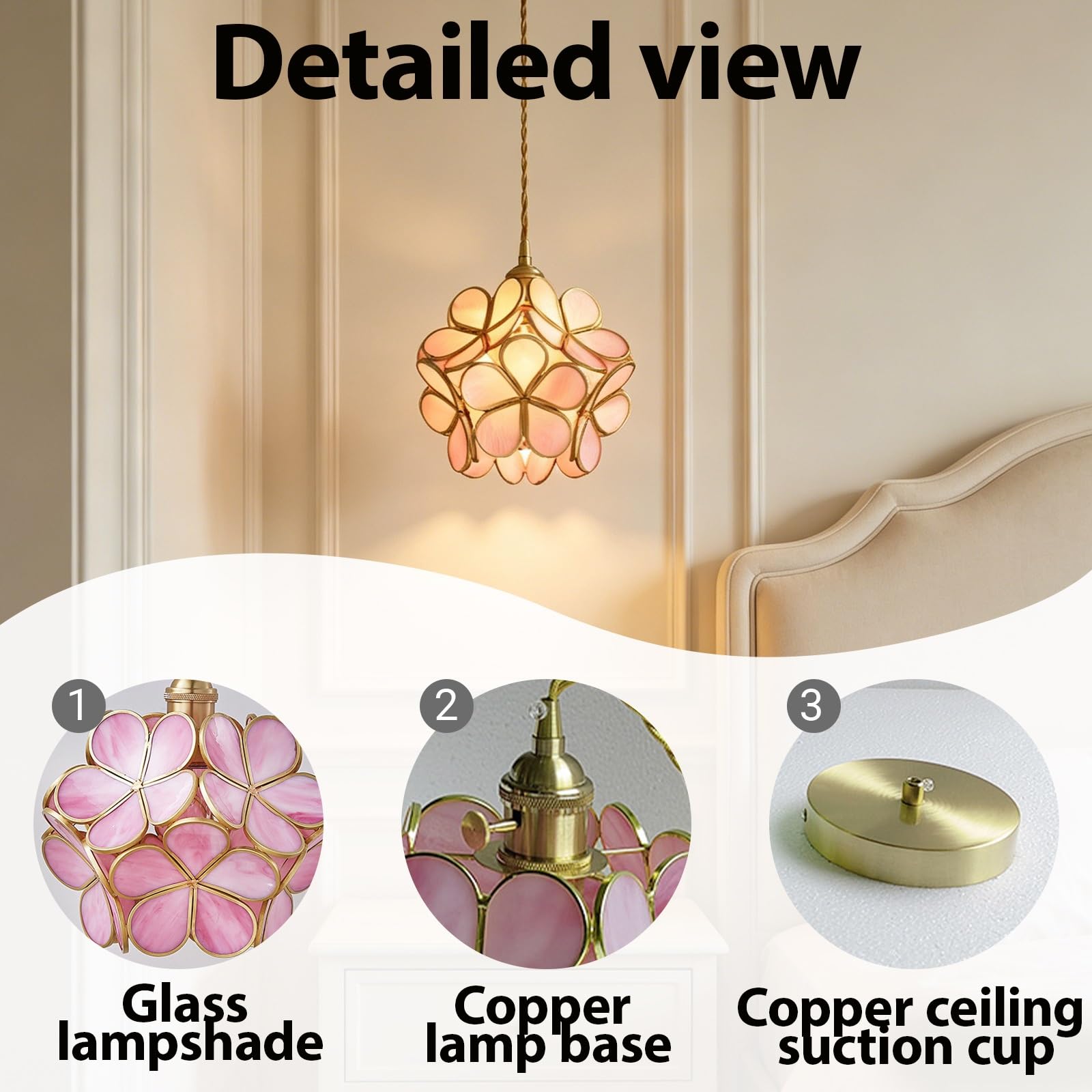 Mały żyrandol wiszący Stylowa lampa wisząca w kształcie kwiatu metalowa z regulacją wysokości szklanym kloszem i oprawką E27 do salonu sypialni kuchni przedpokoju jadalni lub domowego biura