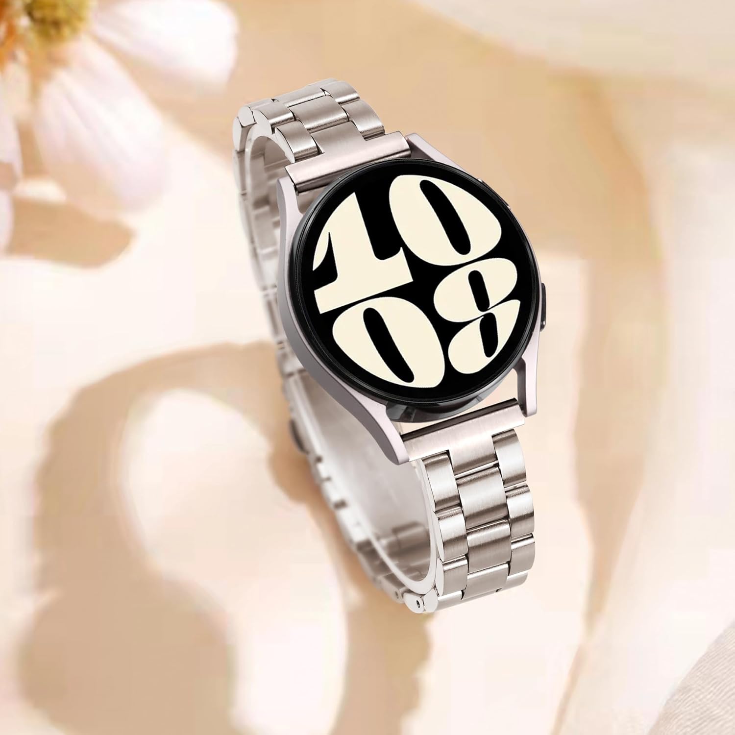 Slim Stainless Steel Band for Samsung Galaxy Watch 7 Band 6 5 4, Metal 20mm Strap for Samsung Watch Bands 40mm 44mm, Women Strap fits Galaxy Watch 6 Classic/5 Pro/4 Classic/Active 2-Starlight - Image 3