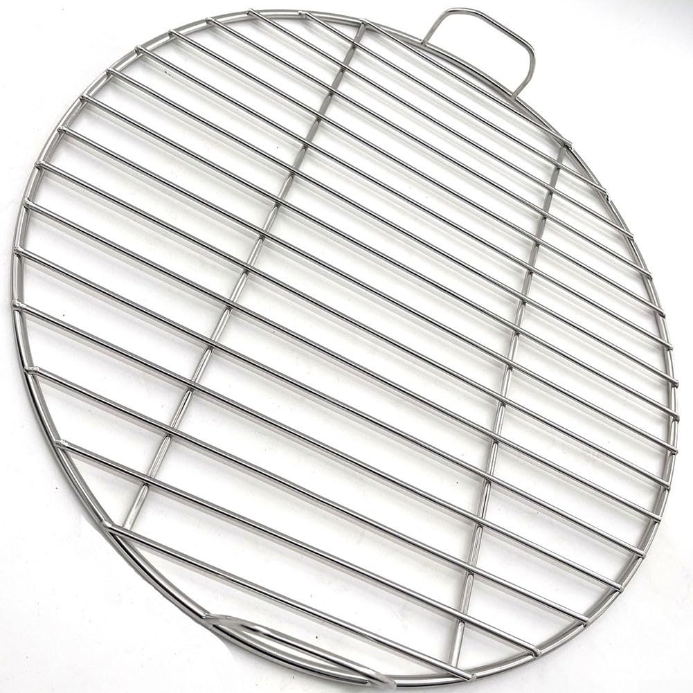 Griglia rotonda in acciaio inox con manico per barbecue a carbone 7432 e 57 cm, diametro 45 cm, compatibile con braciere 1241304 e 57-60 cm (55 cm)