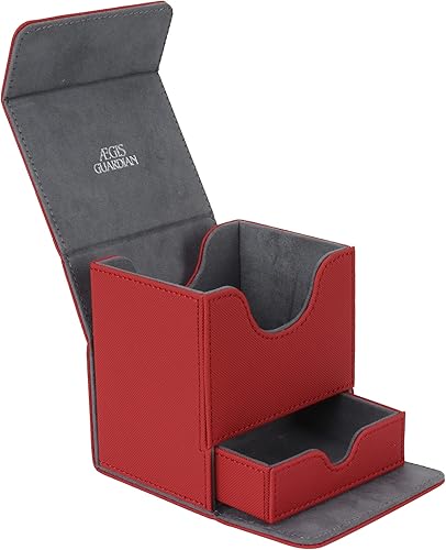 AEGIS GUARDIAN - Caja de cartas con bandeja de dados para tarjetas MTG, caja de mazo Commander para más de 150 cartas con funda, caja de