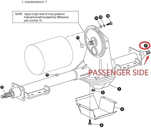 Miniatura 14 de Carrito de golf Eje Trasero Eje Lado del Conductor (23 7/8") Lado del pasajero (16 ¾") y Kit de juntas de cojinete para EZGO Electric TXT/Medalist