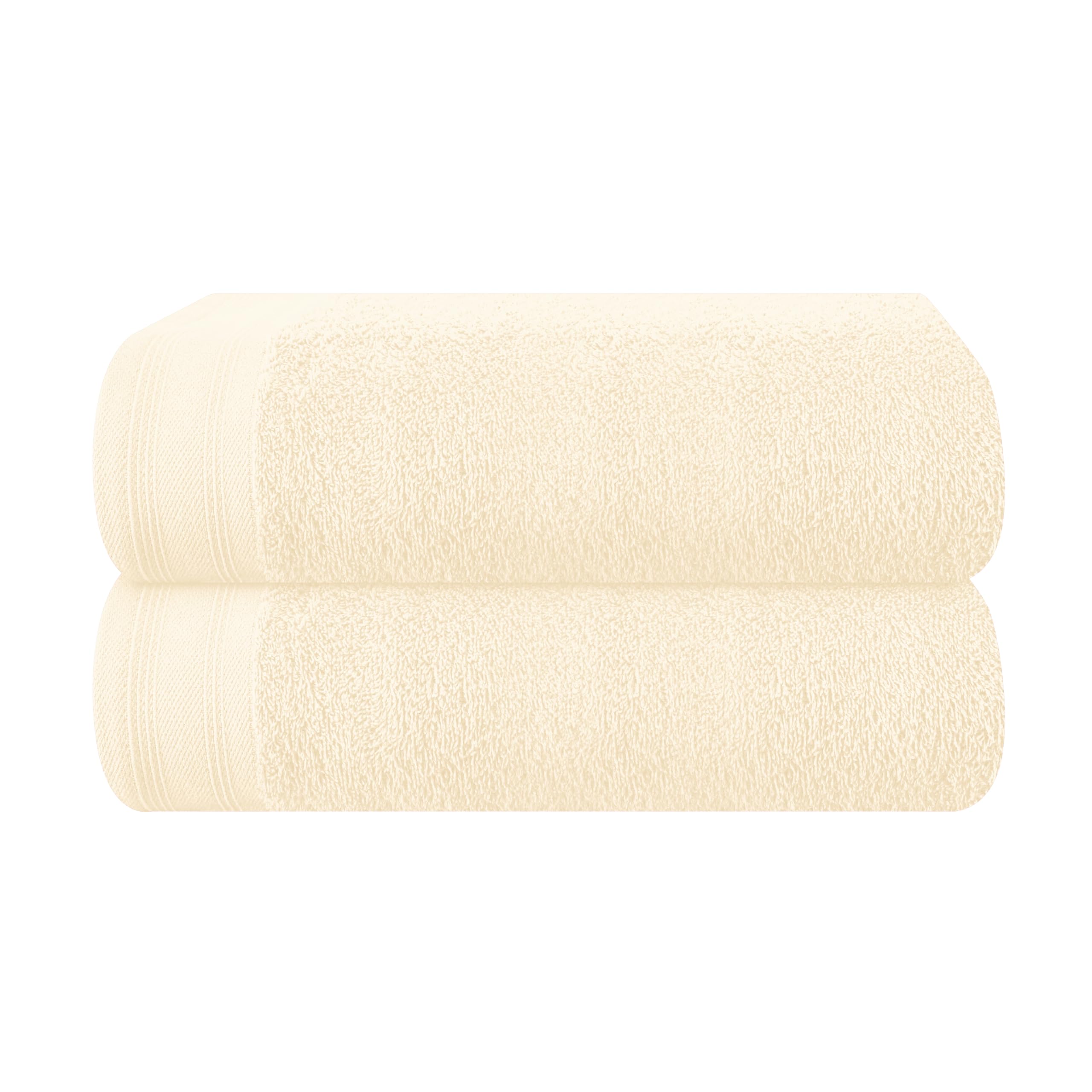 MALLONI HOME Cotton 2 Pack Oversized Bath Towel Set 70 x 140 cm, Large Bath Towels, Ultra Absorbent, Compact, Quick Drying and Lightweight, Ivory
