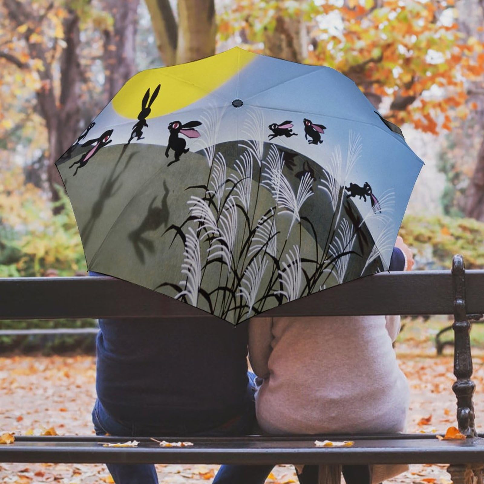 Amazon.co.jp: 藤城清治 幸せを呼ぶ満月とうさぎ 折りたたみ傘 軽量