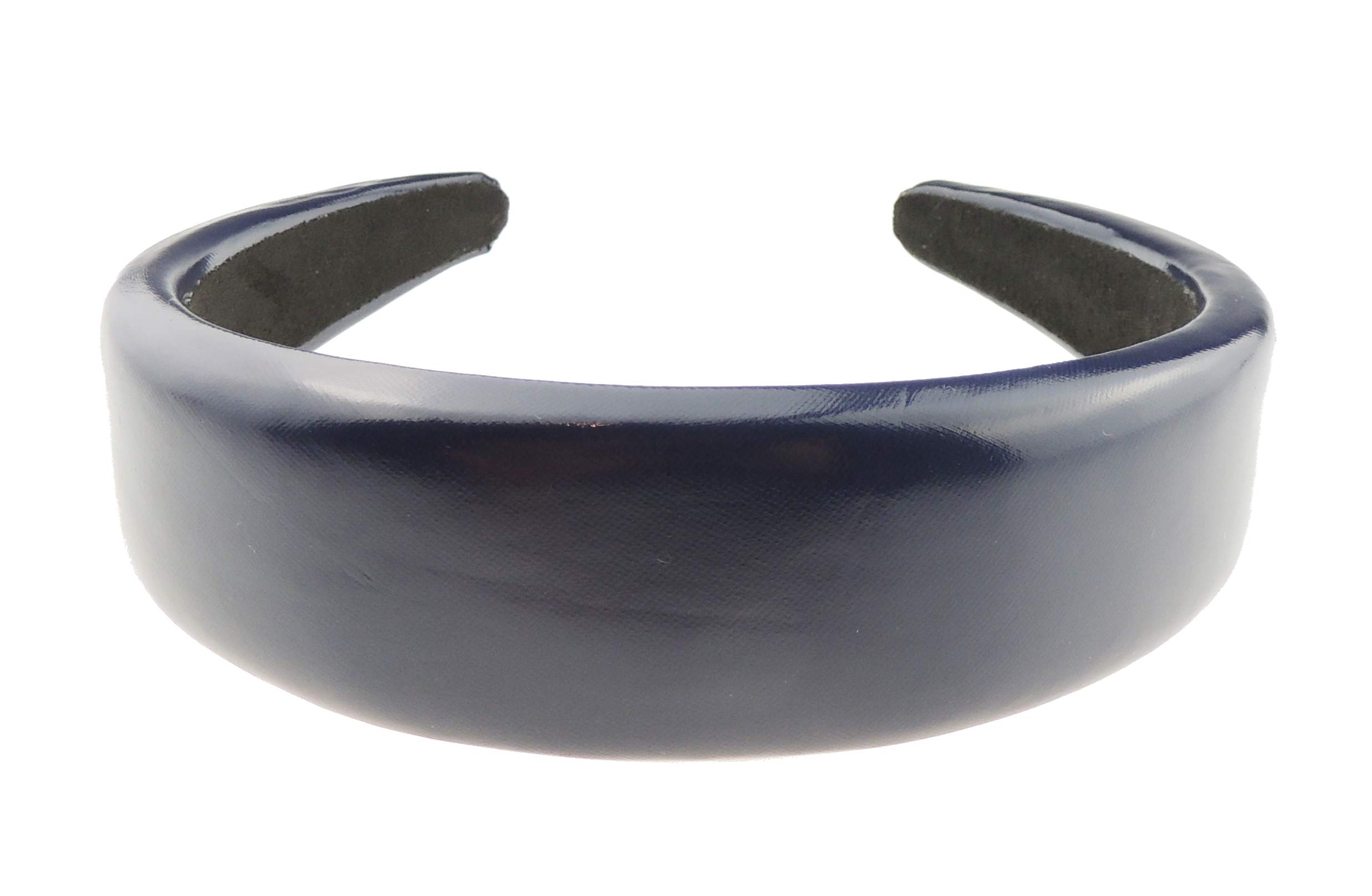 Fascia Per Capelli Larga 2,5 Cm In Pelle PU Blu – Antiscivolo, Elastica, Accessorio Donna E Ragazza