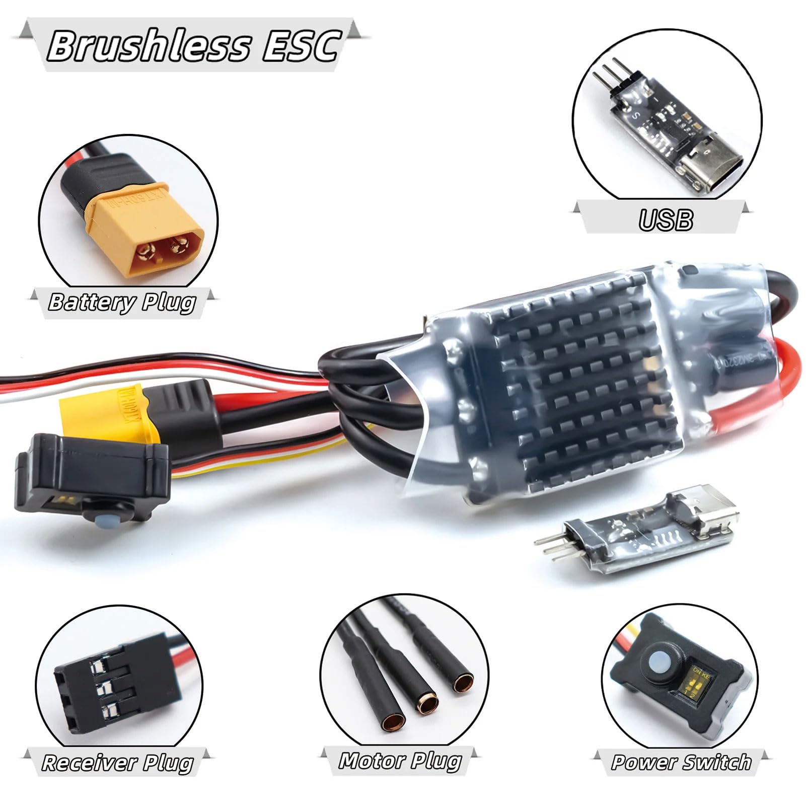 Dilwe Silnik RC 1850KV, Zestaw Kombinacji ESC Bezszczotkowych dla Osiowego Samochodu Crawler SCX10 RC, z Częściami Aktualizacji Skrzyni Biegów, Idealne do Akcesoriów Samochodowych RC
