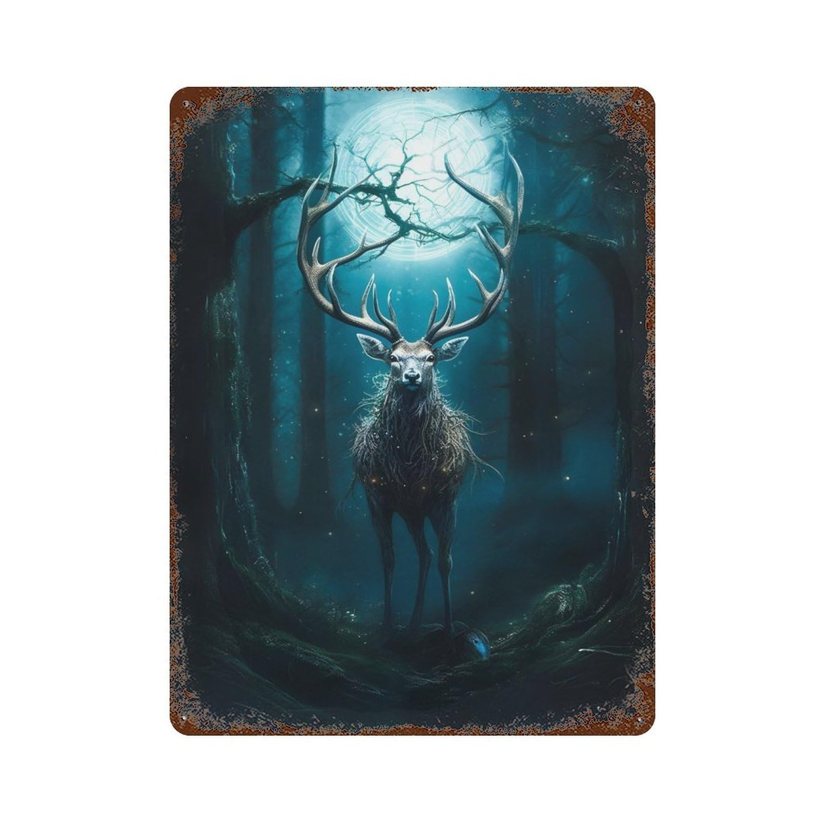 Deer 3 Rusty Metal Tin Sign 15.7"x11.8", Industrial Home Decor for Garage, Pub Or Kitchen
