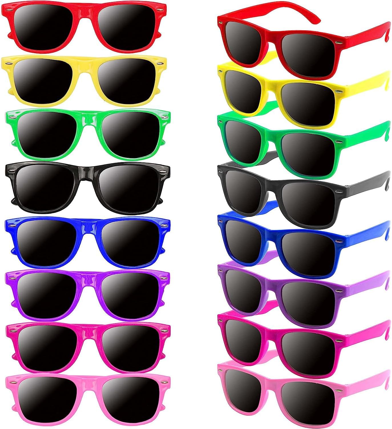 Osybacr16 Pcs Kids Sunglasses Bulk Party Favors Boys and Girls Neon Sunglasses with UV Protection for Summer Party Beach Party Pool Party Birthday Party Outdoor Activity