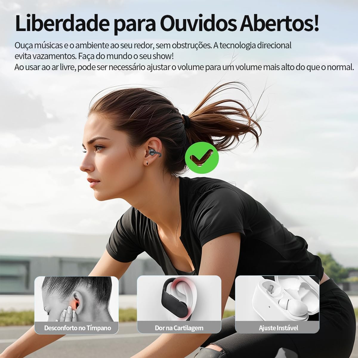 Fone de Ouvido Sem Fio Bluetooth para Corrida 40h de ReproduçãO Bluetooth 5.3 Fones de Ouvido Sem Fio com Clipe de Orelha Aberta com Design de Display Digital Inteligente (Preto) Fone de Ouvido Sem Fio Bluetooth para Corrida 40h de ReproduçãO Bluetooth 5.3 Fones de Ouvido Sem Fio com Clipe de Orelha Aberta com Design de Display Digital Inteligente (Preto)