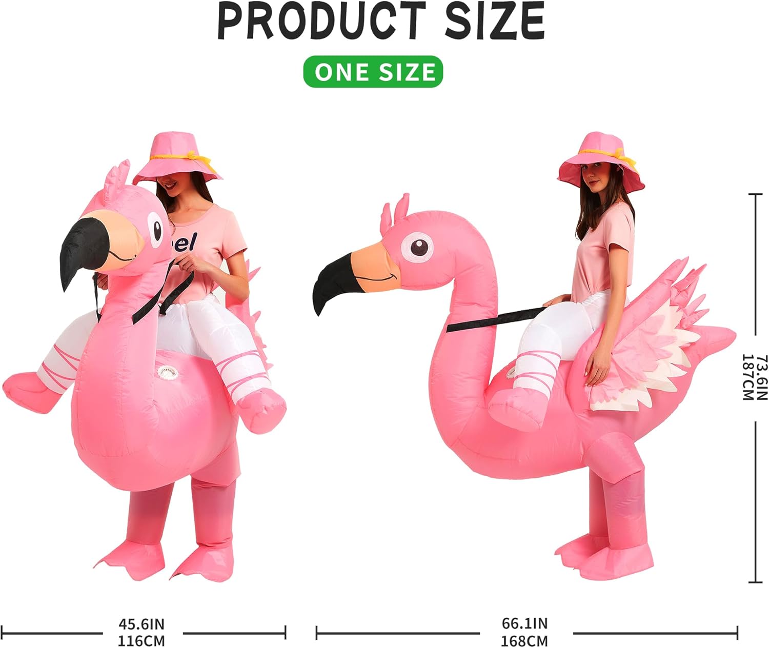 One Casa Inflatable Flamingo Costume Riding On Flamingo Air Blow up Funny Fancy Dress Party Halloween Costume for Adult - Image 4