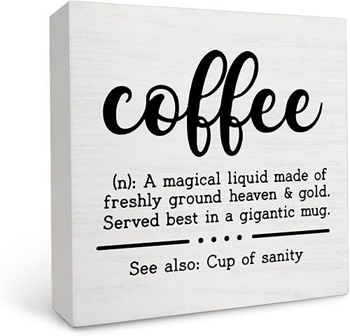 Letrero de barra de café, divertido letrero de madera para decoración de mesa de cocina del hogar