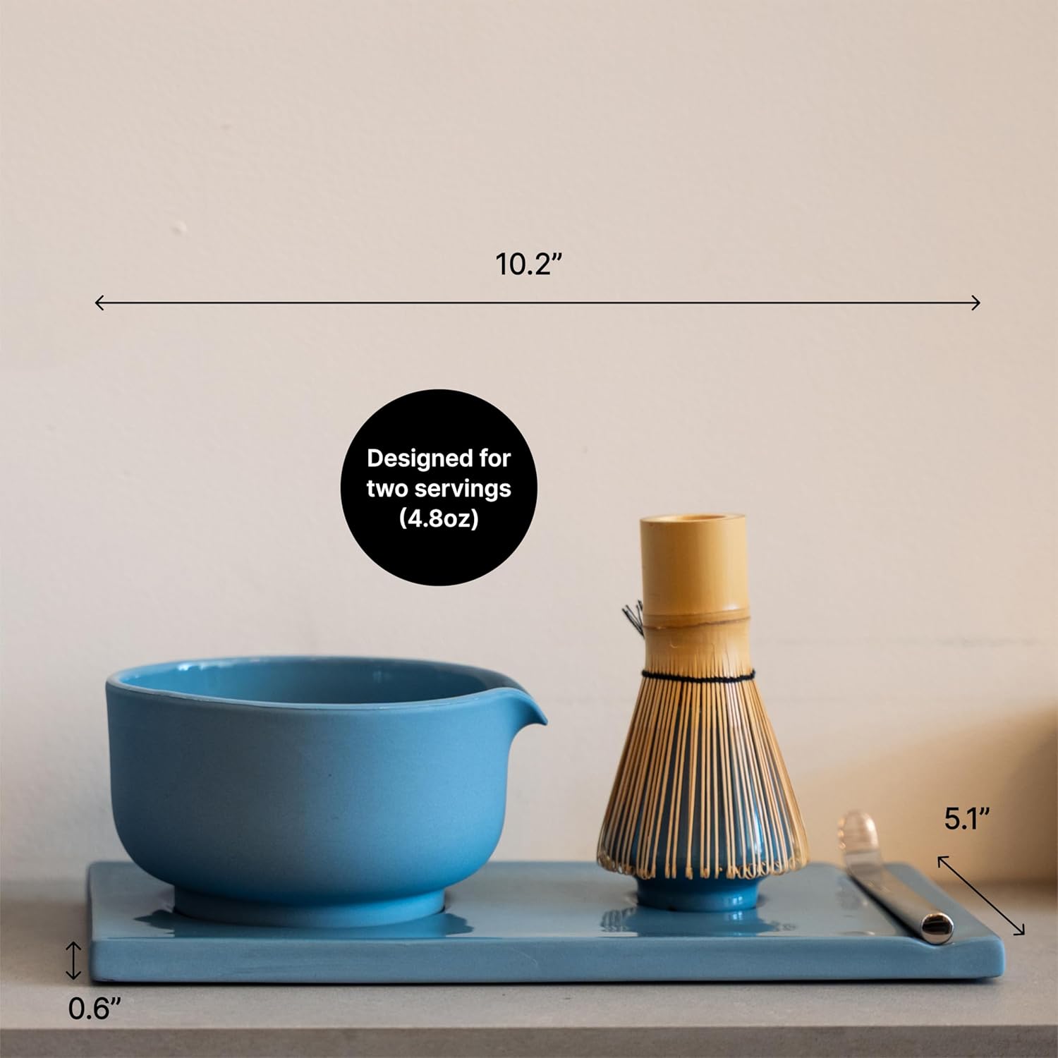 Fellow Matcha Set, Complete Matcha Tea Kit with Ceramic Bowl, Bamboo Whisk & Stand, Stainless Steel Spoon, Sifter, & Tea Tray, Matte White Set