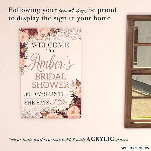 Miniatura 3 de Letrero de oro rosa para la despedida de soltera, 39.8 x 35.8in, 35.8 x 23.6in, 23.6 x 17.7in, con diseño floral de la despedida de soltera, letrero