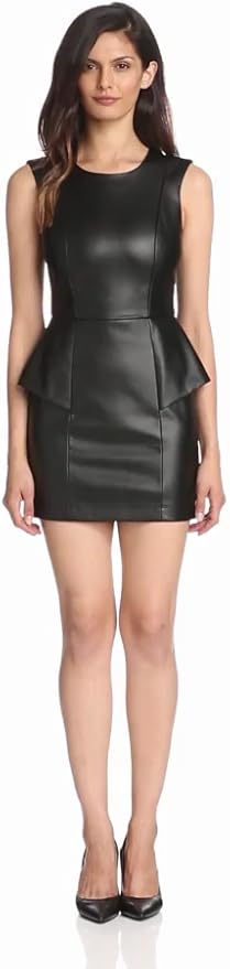 black leather peplum dress